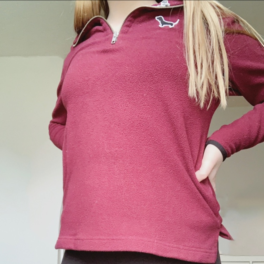burgundy half zip